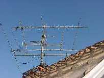 Kreuzyagis für 2m und 70 cm, 3 Elem Yagi für 6m und 10 m, 23 cm Yagi (alter Zustand)